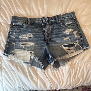 American Eagle Vintage High Rise Distressed Denim Shorts